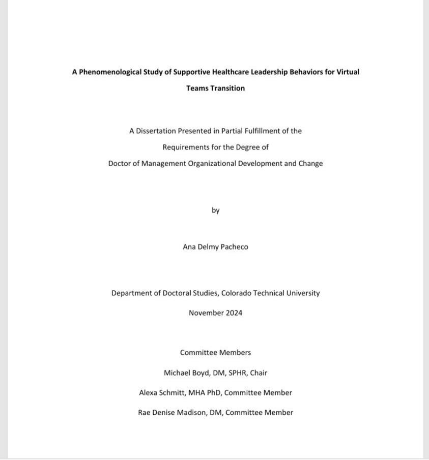 Supportive Healthcare Leadership Behaviors for Virtual Teams Transition